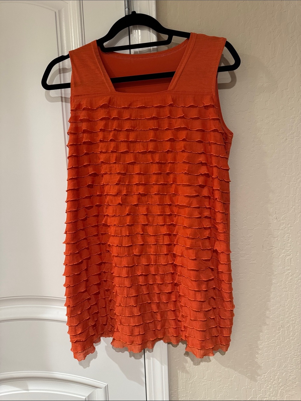 Orange Sleeveless Ruffle Tunic Dress